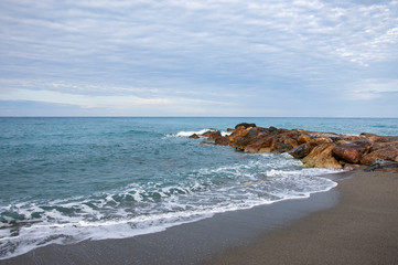 View of the shore and sea, Cittadella del Capo, Province of Cosenza, Italy