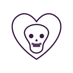 Mexican skull inside heart line style icon vector design