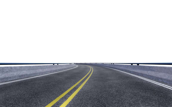 empty asphalt road with nobody, isolate from white background. 3D rendered.