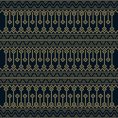 Seamless geometric ornamental vector pattern with dots gold color. Abstract background motif ulos. creative design cloth pattern. tribal ethnic flat design. Fabric print