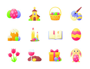 Colorful Smooth Easter Icons. Vector Illustration