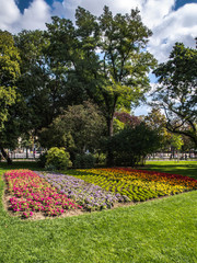 Jardin con flores en parque de Viena,Austria. 
