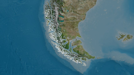 Magallanes y Antártica Chilena, Chile - outlined. Satellite © Yarr65