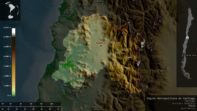 Regi&oacute;n Metropolitana de Santiago, Chile - composition. Physical