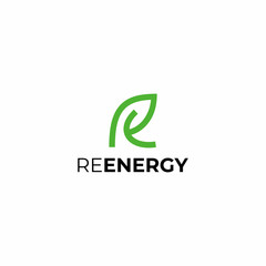 Creative logo design of letter RE and leaf icon with clean background - EPS10 - Vector.