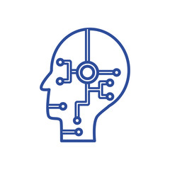 Obraz premium Head with circuit line style icon vector design