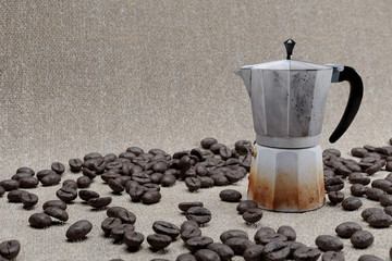 Coffee percolator with coffee around
