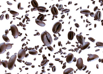 Flying coffee bean over the screen