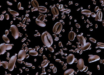 Flying coffee bean over the screen