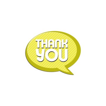 Speech bubble thank you sign isolated on white background