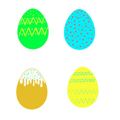 Easter eggs colored on a white background