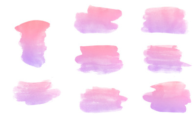 Beautiful set of pink brushes on white colors