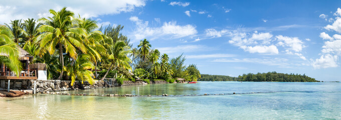 Panoramic view of the lagoon on a tropical island