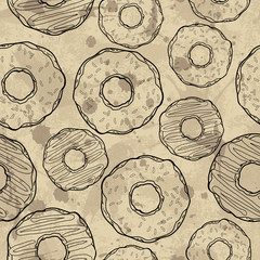 Materiał do szycia Vector seamless pattern with donuts