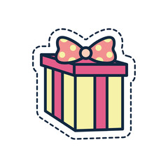Gift with bowtie line fill style icon vector design