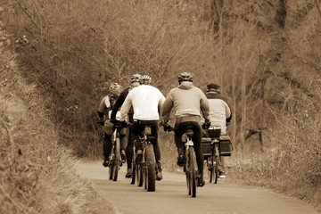 unterschiedliche Radfahrer auf dem Radweg