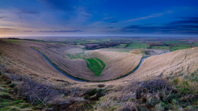 Views over the White Horse at Uffington on the Ridgeway