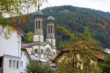 Idyllic view at the church in Todtnau in the Black Forest