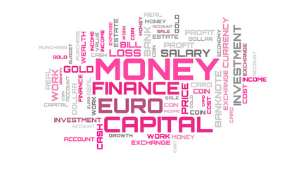 Obraz premium Pink word collage on white background. Pink word cloud background