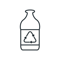 bottle with recycle symbol line style icon vector design
