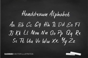 English alphabet letter Latin on chalk Chalkboard. Illustration in vector