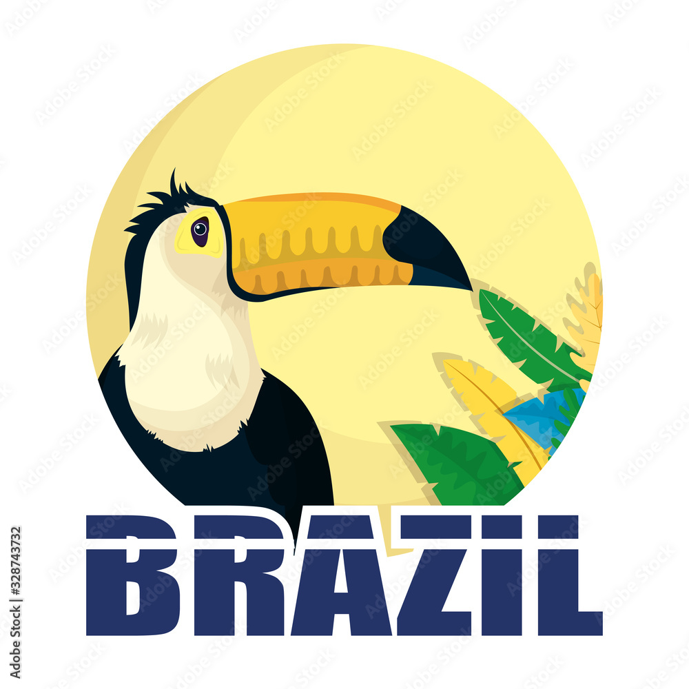 Wall mural brazil carnival poster with lettering and toucan