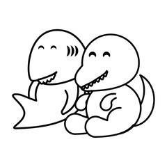shark and donosaur on white background, baby toys