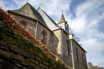 Fototapeta premium The Parish Church of St. Mary's Birth in Monschau in North Rhine-Westphalia