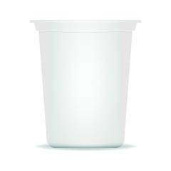 white plastic container , yogurt cup isolated on white background