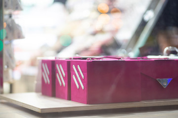 Gift shop.Gift boxes on a white background. Soft focus.