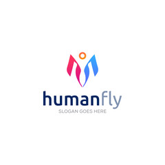 HumanFly Modern Logo | Fly Logo | Rocket Logo | Human Logo | Travel Logo | Holiday Logo | Airplane Logo template