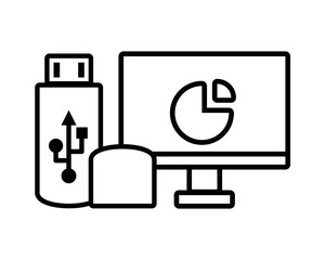 computer screen with digital technology in white background