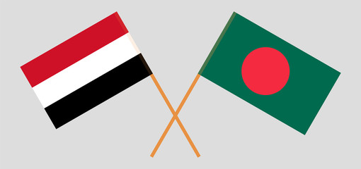 Crossed flags of Bangladesh and Yemen