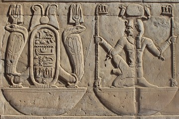 Kom Ombo Temple wall carvings in Aswan 