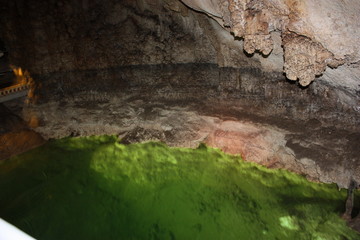 old stone wall of cave
