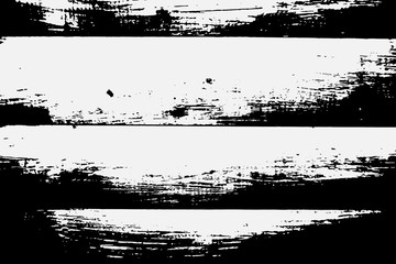 Abstract black white image with long and short intermittent lines made by brush. A monochrome image drawn by hand. Dirty shabby smears of black paint. Vector eps illustration.