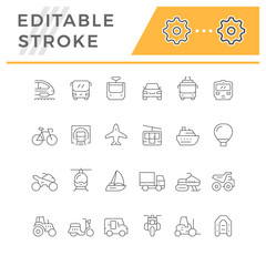 Set line icons of transport