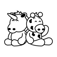 Obraz premium giraffe and unicorn on white background, baby toys