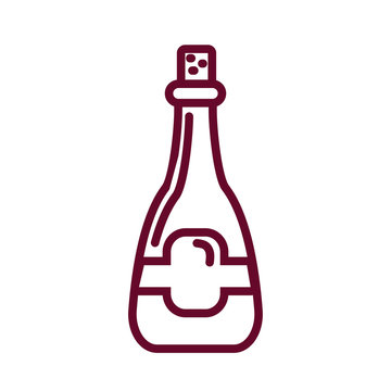 Liquor Bottle Icon, Line Style Design