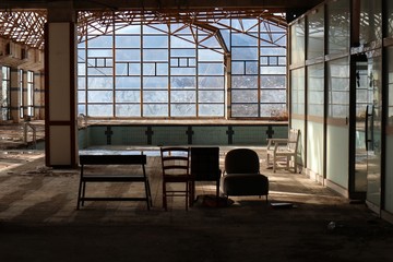 Abandoned pool on a abandoned ski alps resort