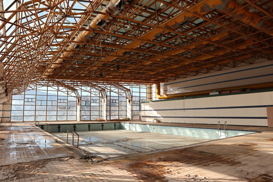Abandoned pool on a abandoned ski alps resort