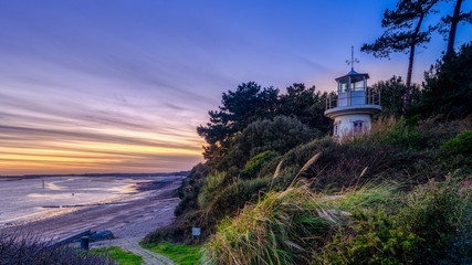 Sunset on the Millenium Light House at West Lepe in the New Forest National Park, UK