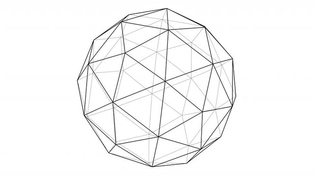 Abstract geometric design, rotating polygonal sphere, seamless looped 4k animation