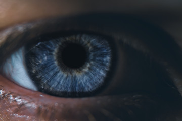 Female blue eye close up