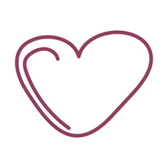 cute heart on white background, line style icon