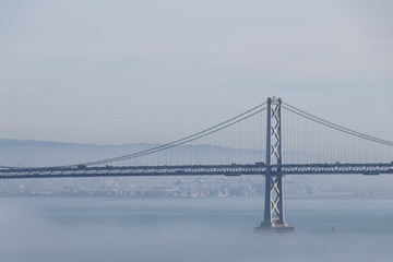 San Francisco Oakland Bay Bridge in Fog