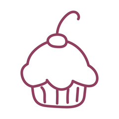 delicious and fresh cupcake on white background, line style icon