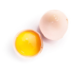 Fresh eggs isolated on white background.