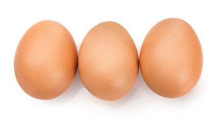Fresh eggs isolated on white background.