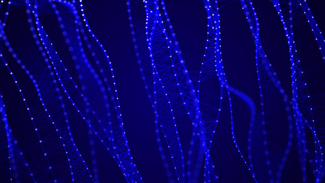 Blue digital background. Network connection structure on blue background. 3D rendering. © ihor